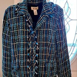 ‎Bob Mackie Blue Plaid Blazer (B12)